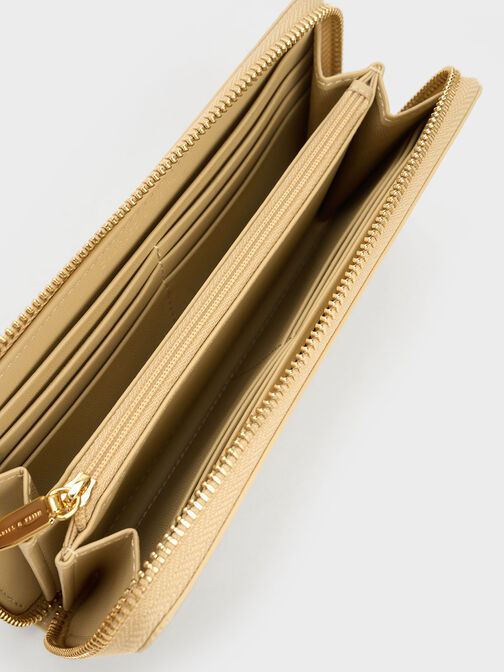 Croc-Embossed Zip-Around Long Wallet, , hi-res
