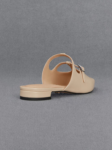 Leather T-Bar Double-Strap Mules, , hi-res