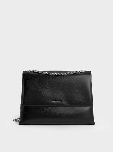 Sianna Chain-Handle Shoulder Bag, Black, hi-res
