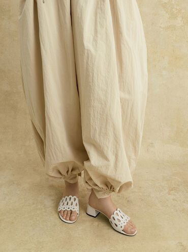 Cut-Out Block-Heel Mules, White, hi-res