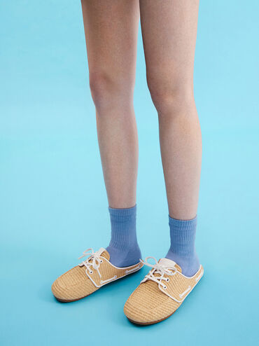 Raffia Slip-On Boat Shoes, Sand, hi-res
