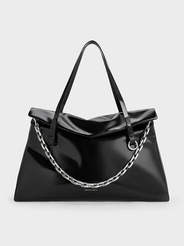 Andromeda Chunky-Chain Trapeze XL Tote Bag, Noir, hi-res