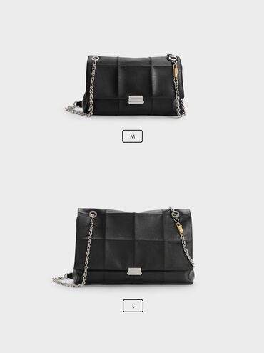 Delfina Quilted Chain-Strap Shoulder Bag, Black, hi-res