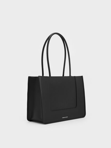 กระเป๋าโท้ทรุ่น Daylla, สีดำอะไหล่สีเงิน, hi-res