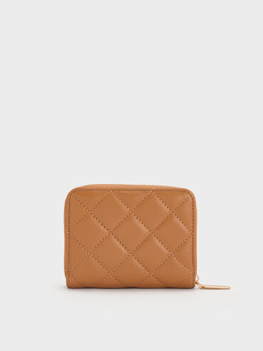 Alva Quilted Zip-Around Wallet, Russet Brown, hi-res