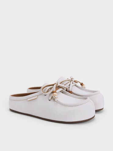 รองเท้าเปิดส้นดีเทลเชือกตกแต่งด้วยลูกปัดรุ่น Gale, สีขาว, hi-res