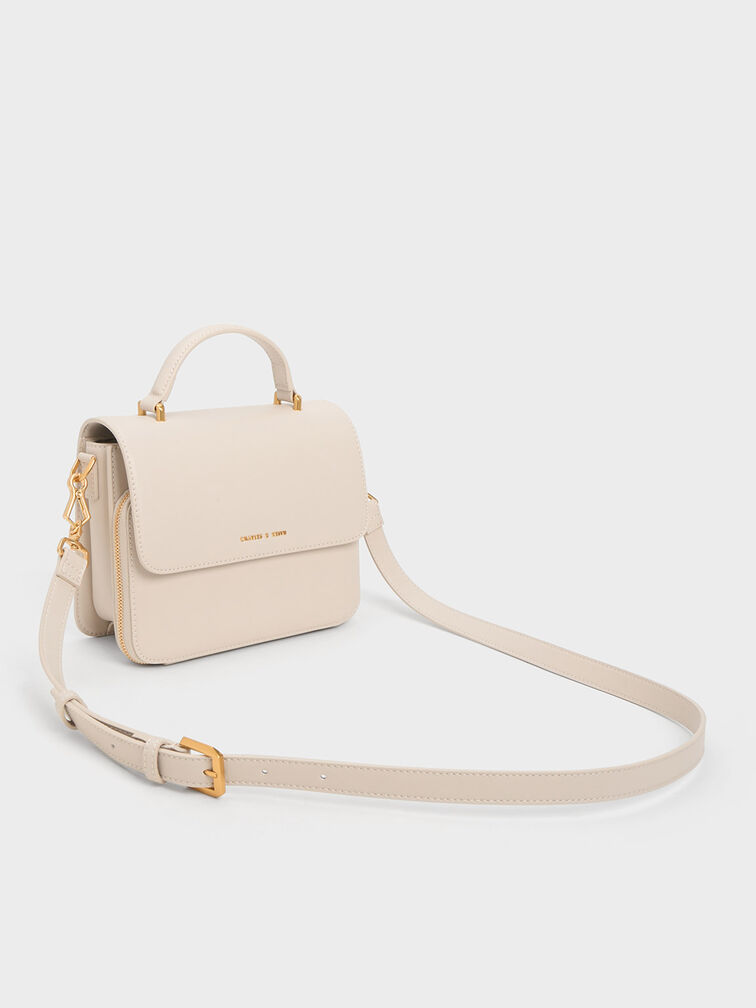 Octavia Front Flap Top Handle Bag, Ivory, hi-res