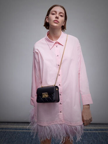 Alva Quilted Chain-Handle Bag, Cream, hi-res
