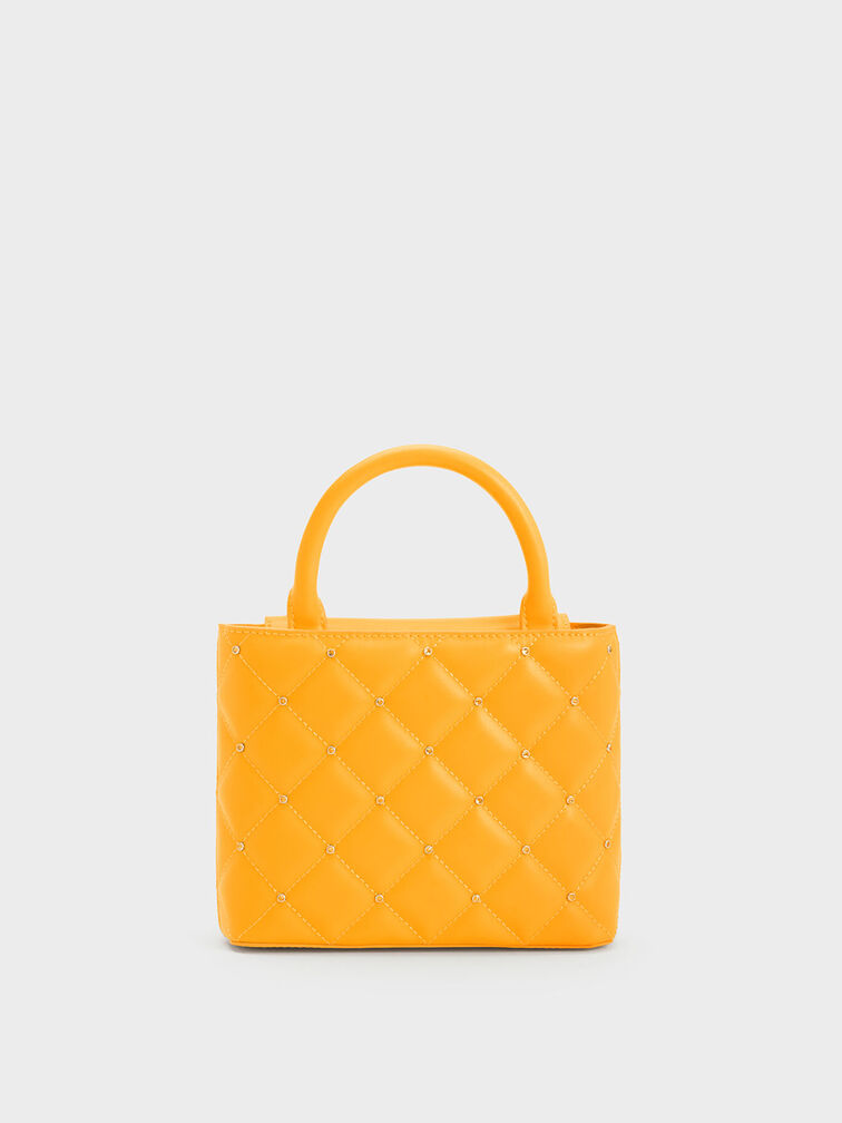 Gem-Embellished Padded Tote Bag, , hi-res