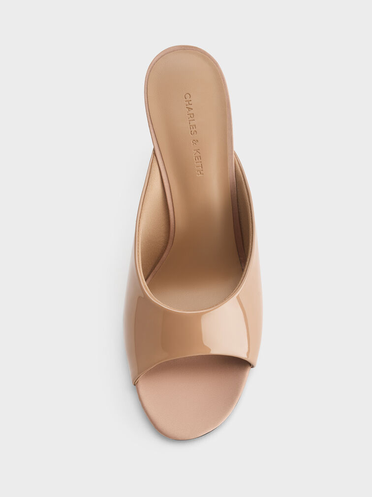 Patent Stiletto Mules, Nude, hi-res