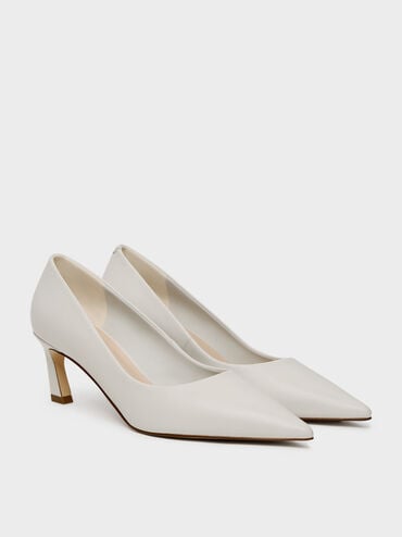 Kerra Pointed Mid Heels, White, hi-res