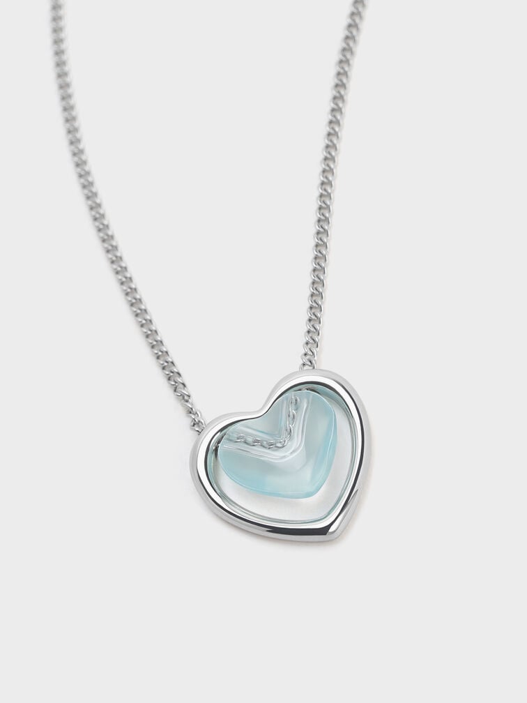 สร้อยคอประดับจี้รูปหัวใจเรซิ่นรุ่น Annalise, สีฟ้า, hi-res