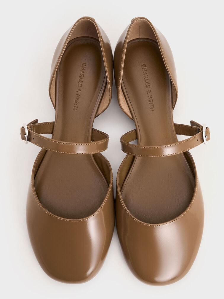 D'Orsay Mary Jane Flats, Brown, hi-res