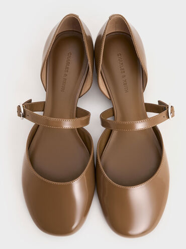 D'Orsay Mary Jane Flats, Brown, hi-res