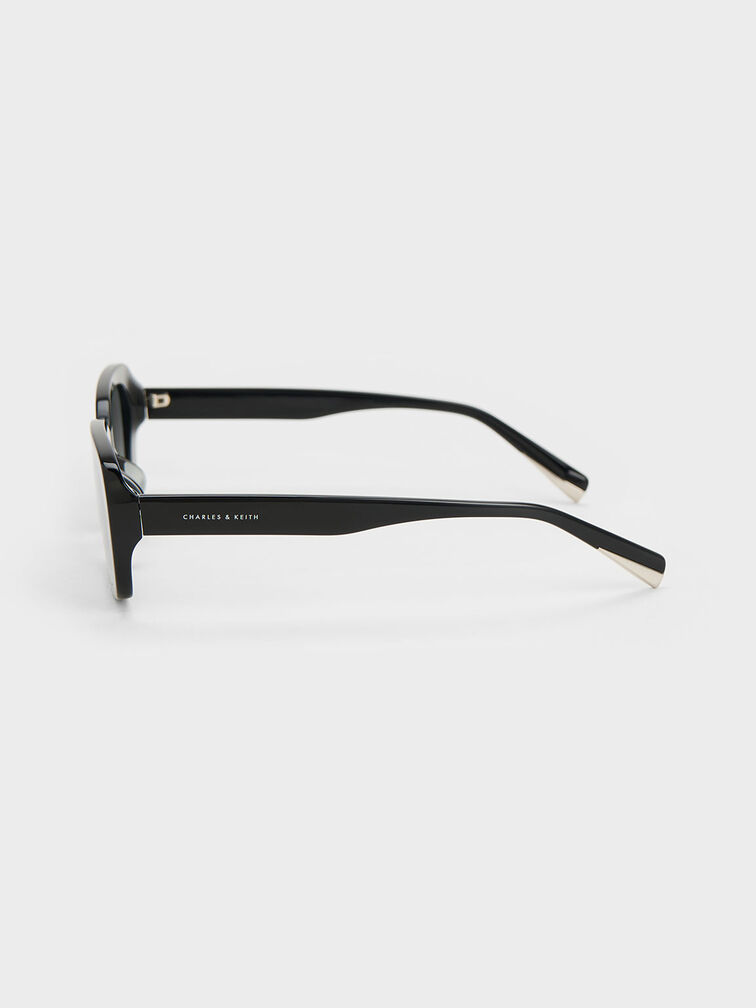 Aubrey Rectangular Recycled Acetate Sunglasses, Black, hi-res