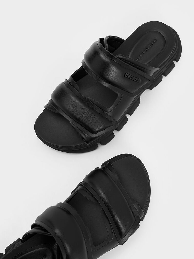 Dash Double Strap Slides, สีดำ, hi-res