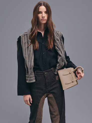 กระเป๋าโท้ททรงสี่เหลี่ยมคางหมูรุ่น Allyn, สีโทป, hi-res