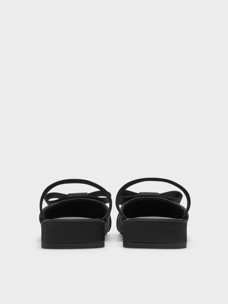 Brantley Bow Mules, Black Textured, hi-res