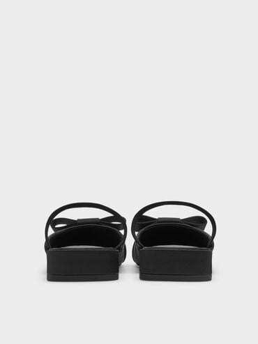 Brantley Bow Mules, Black Textured, hi-res