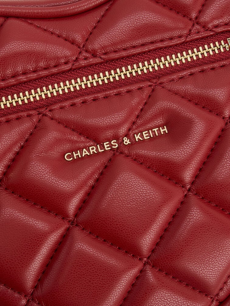 Paffuto Quilted Heart Crossbody Bag, Tomato Red, hi-res