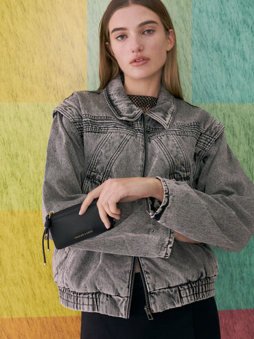 Everleigh Zip-Around Card Holder, Black, hi-res