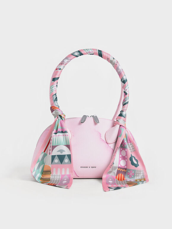 Alcott Scarf-Wrapped Shoulder Bag, Light Pink, hi-res