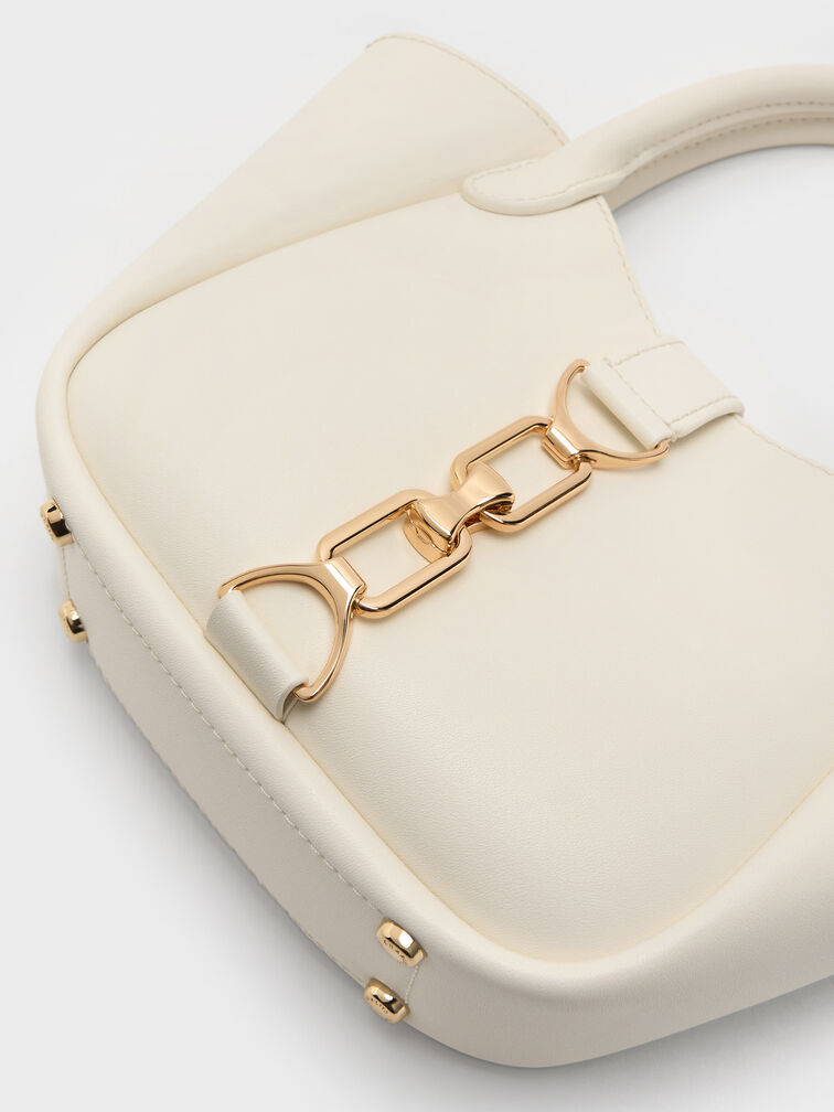 กระเป๋าโท้ทดีเทลโซ่รุ่น Agatha, สีครีม, hi-res
