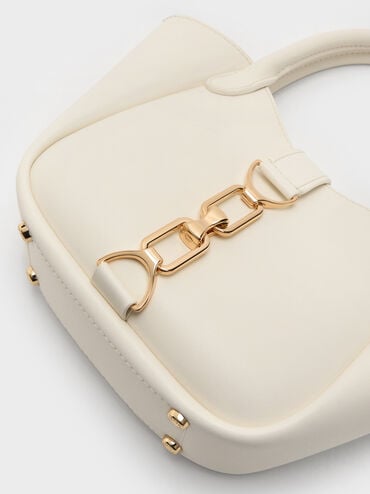 กระเป๋าโท้ทดีเทลโซ่รุ่น Agatha, สีครีม, hi-res