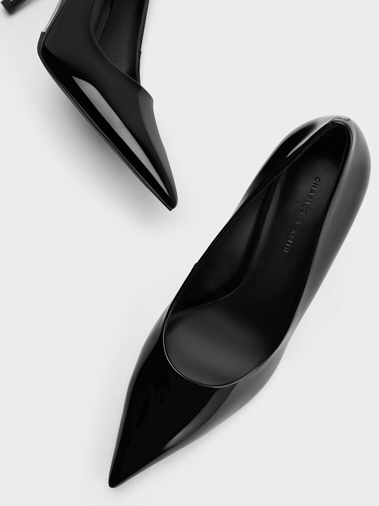 Patent Pointed-Toe Stiletto Heels, Black Patent, hi-res