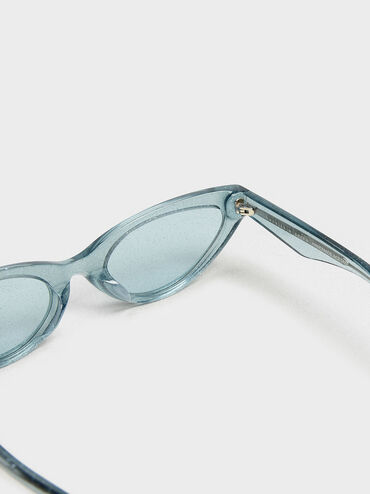 Acetate Oval Frame Sunglasses, สีทีล, hi-res