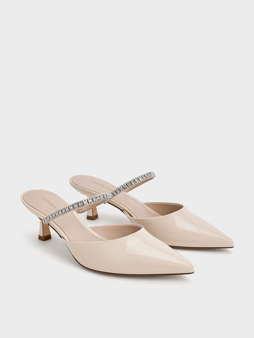 Ambrosia Patent Gem-Embellished Mules, , hi-res