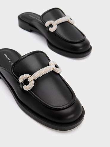 Beaded Accent Loafer Mules, , hi-res