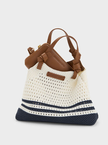 Mini Ida Striped Knitted Tote Bag, Multi, hi-res