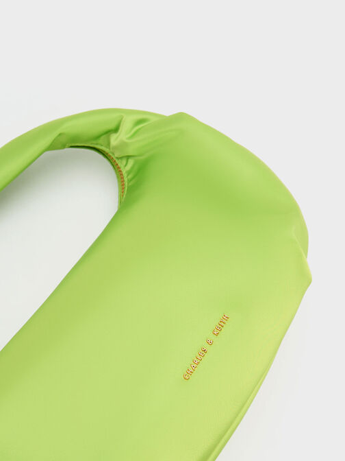Embellished Satin Shoulder Bag, สีเขียว, hi-res