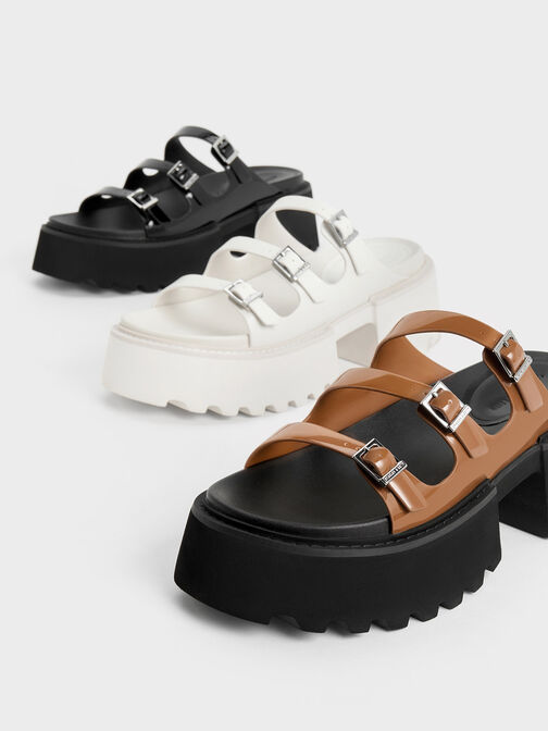 Nadine Patent Triple-Strap Platform Sandals, , hi-res