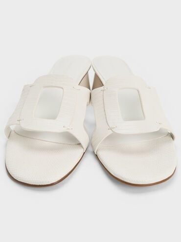 Easley Croc-Effect Cut-Out Heeled Sandals, Animal Print White, hi-res