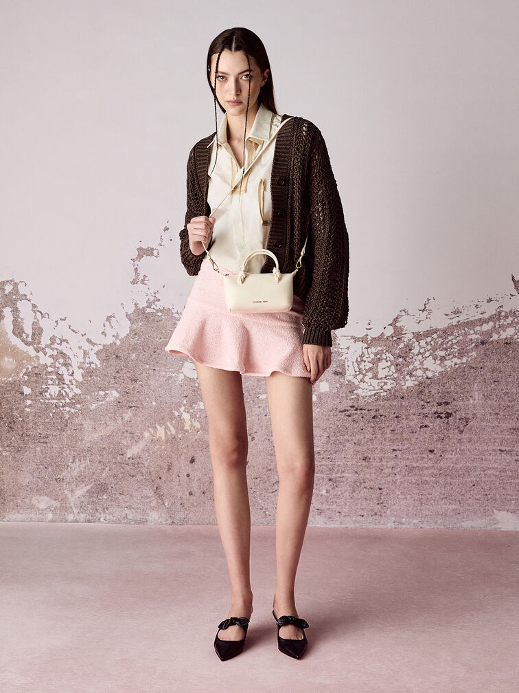กระเป๋าโท้ทหูจับแบบปมรุ่น Sammie, สีครีม, hi-res