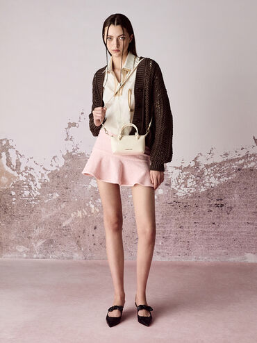 กระเป๋าโท้ทหูจับแบบปมรุ่น Sammie, สีครีม, hi-res
