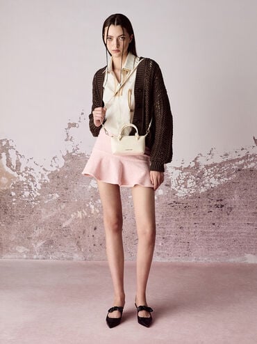 กระเป๋าโท้ทหูจับแบบปมรุ่น Sammie, สีครีม, hi-res