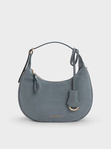 Vega Faux Suede Hobo Bag, Smoky Blue, hi-res