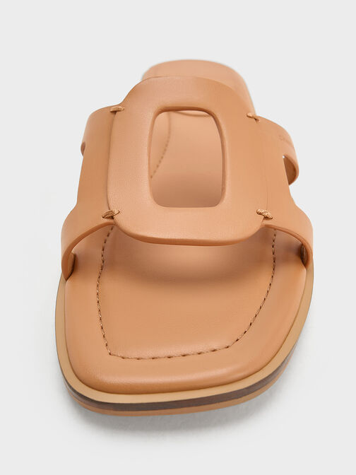Easley Cut-Out Slide Sandals, Toffee, hi-res