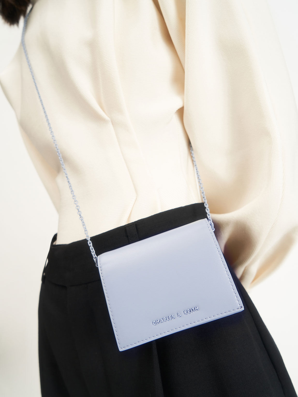 Light Blue Snap Button Mini Short Wallet CHARLES KEITH TH