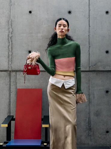 Aubrielle Horse-Motif Top Handle Bag, Tomato Red, hi-res