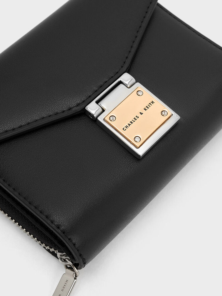 Austen Metallic-Accent Wallet, Noir, hi-res