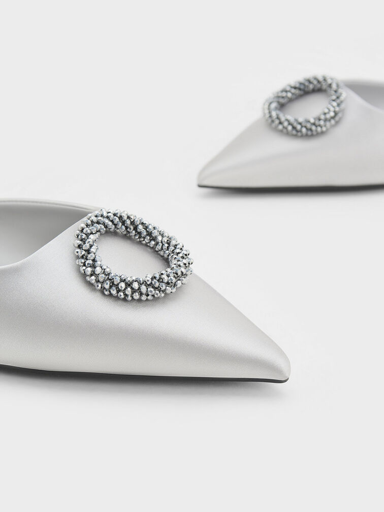 Recycled Polyester Beaded Circle Slingback Flats, , hi-res