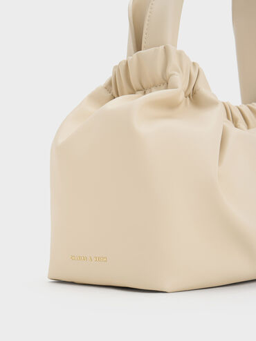 Large Ally Ruched Slouchy Bag, สีเบจ, hi-res