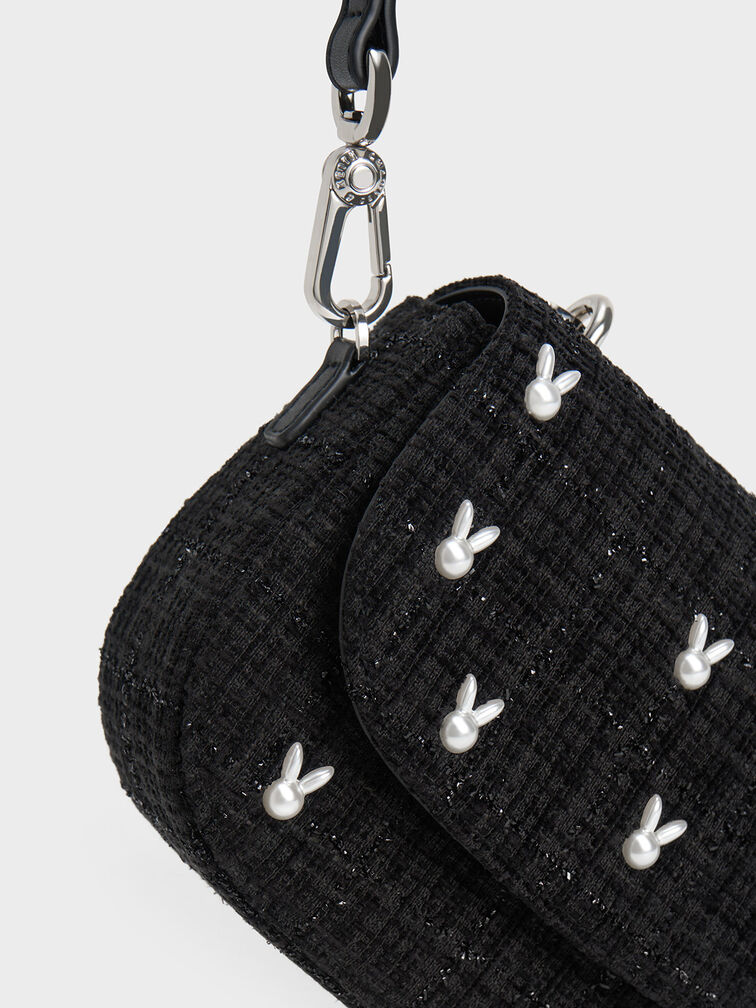 Bunny Tweed Beaded Handle Bag, , hi-res
