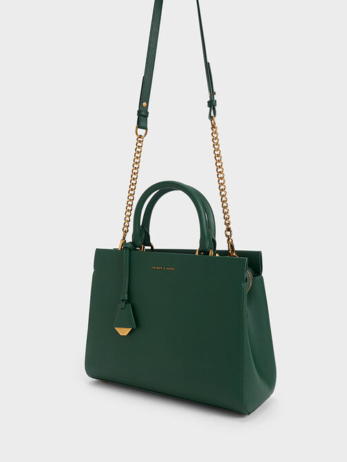 Mirabelle Structured Handbag, Dark Green, hi-res