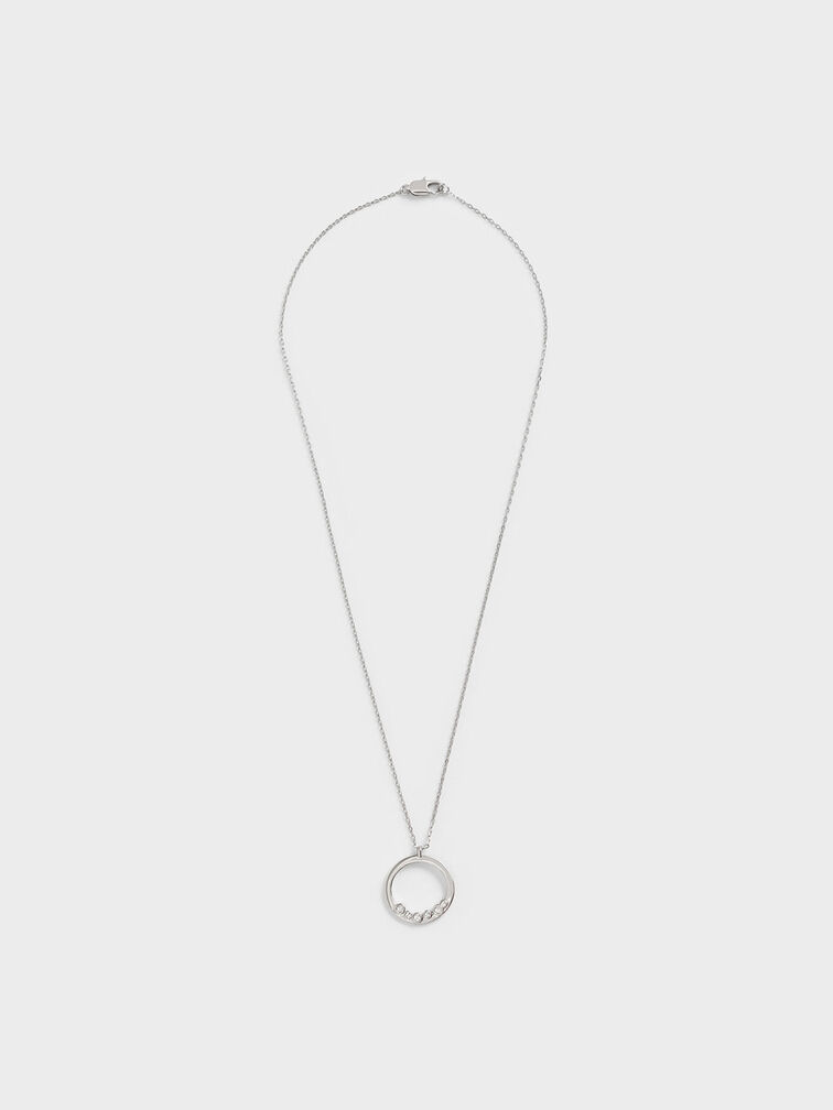 Swarovski® Crystal Studded Pendant Necklace, สีเงิน, hi-res