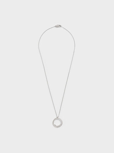 Swarovski® Crystal Studded Pendant Necklace, Silver, hi-res